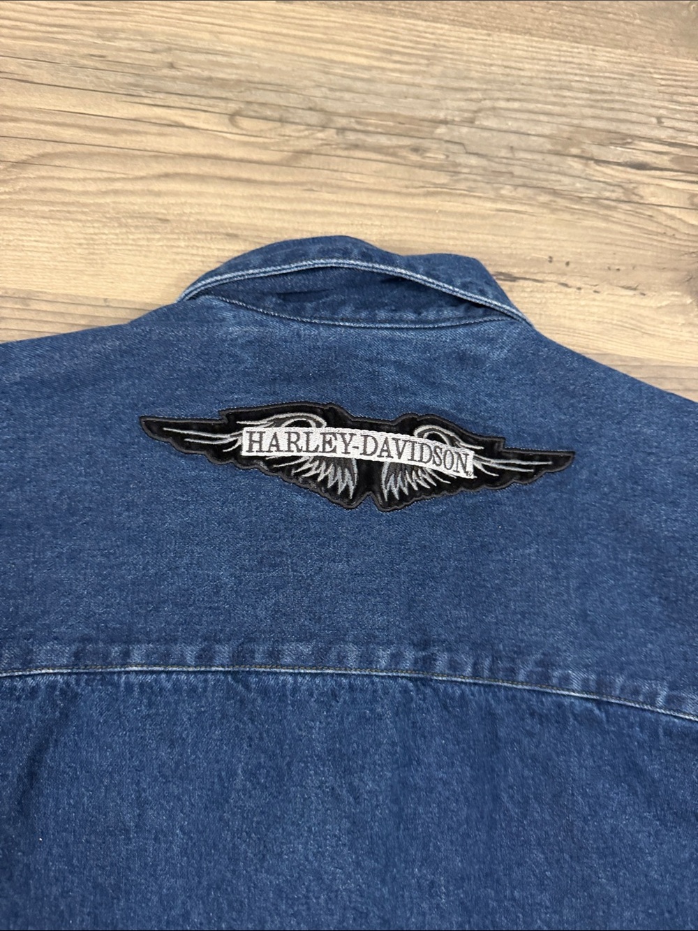 Harley-Davidson Dark Blue Denim Zip Jacket Large - Picture 8 of 8